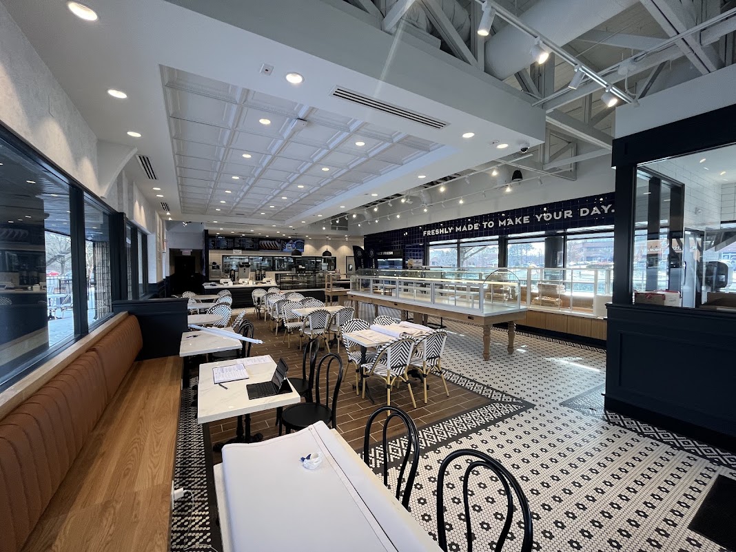 Commercial restaurant interior with professional lighting installation by West Electric